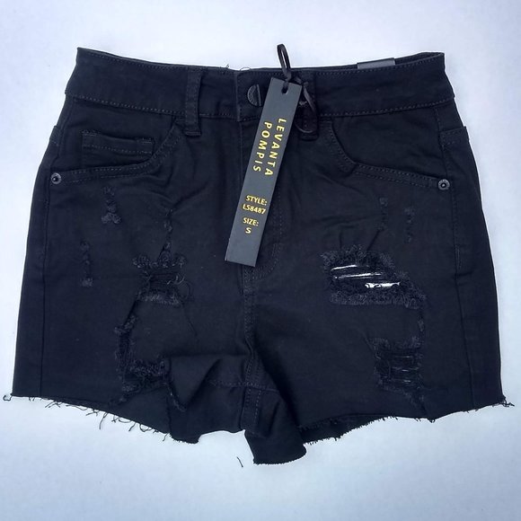 Watch L.A. LS8487 Black Denim Shorts Size S NWT - Picture 3 of 14
